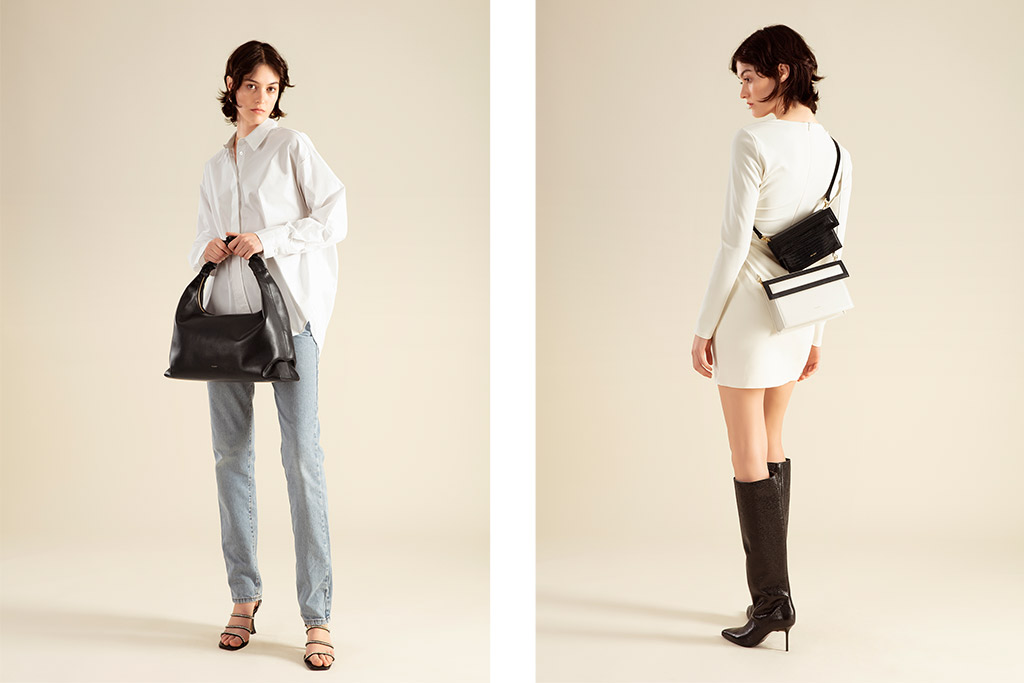 Fotografía para lookbook de bolsos con modelo