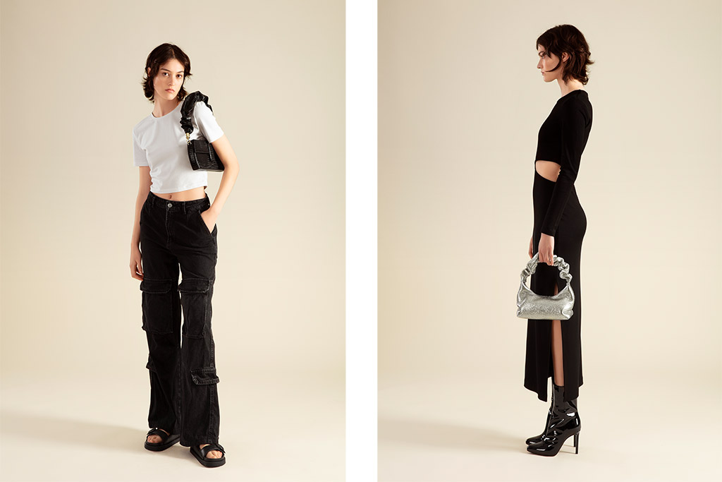 Fotografía para lookbook de bolsos con modelo