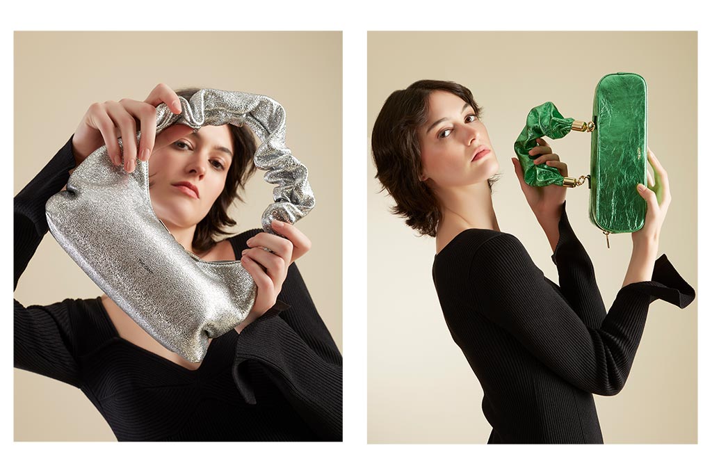 Fotografía para lookbook de bolsos con modelo