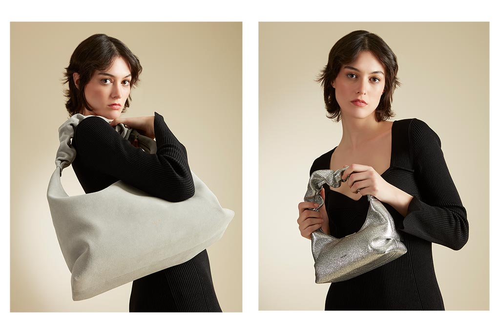 Fotografía para lookbook de bolsos con modelo