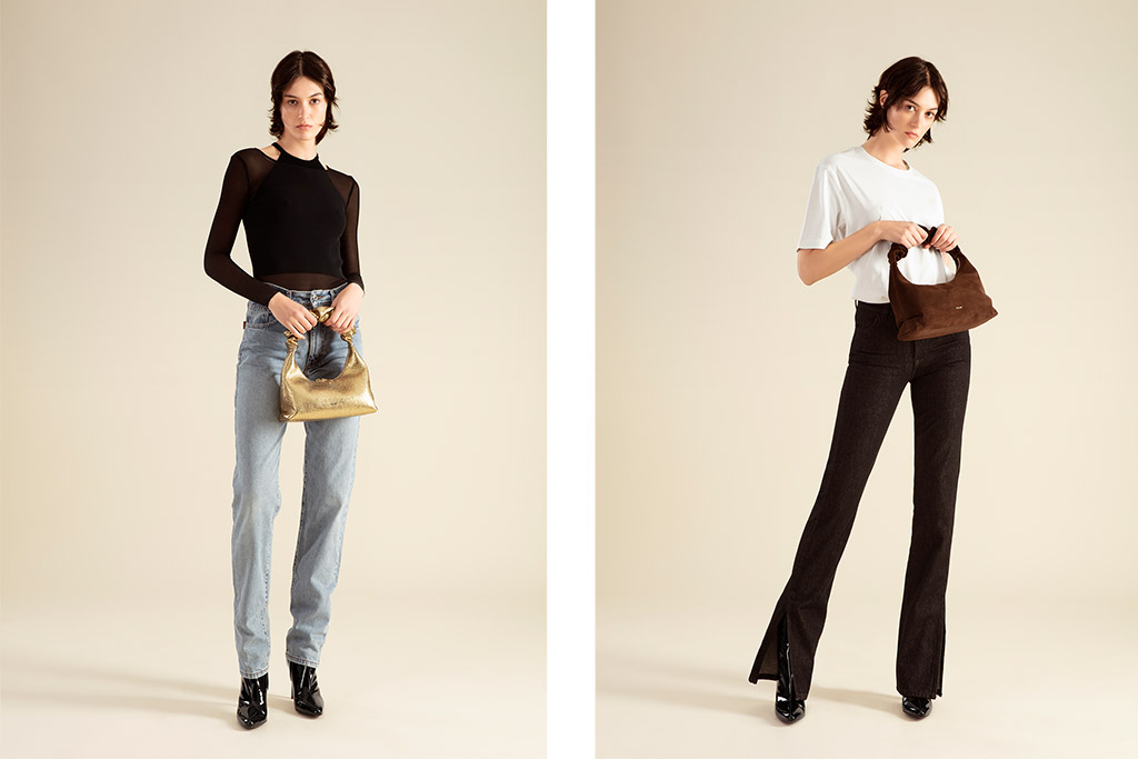 Fotografía para lookbook de bolsos con modelo
